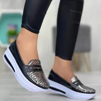 summer sneakers womens vulcanized shoes platform ladies flat walking shoes slip on pu leather causal female flats comfort woman