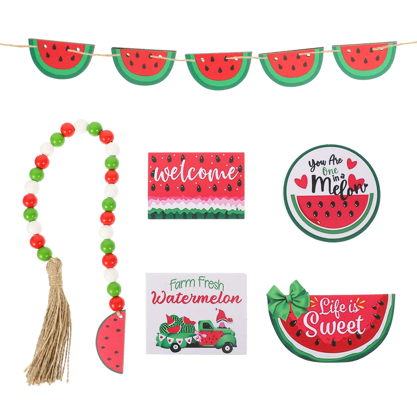 

1 Set of Tiered Tray Decors Summer Decor Summer Elements Adornment Watermelon Tiered Tray Decor for Party Gift Home
