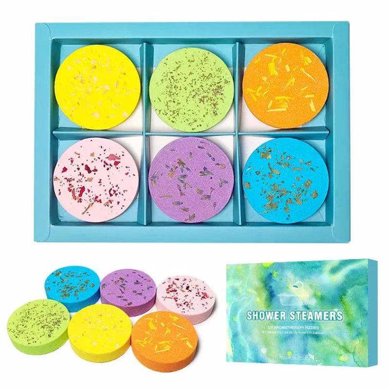 6Pcs/Set Essential oil Aromatherapy Shower Steamers Vapor Tablets SPA Fizzies Bath Bombs Handmade Peppermint Shower Bombs Gift