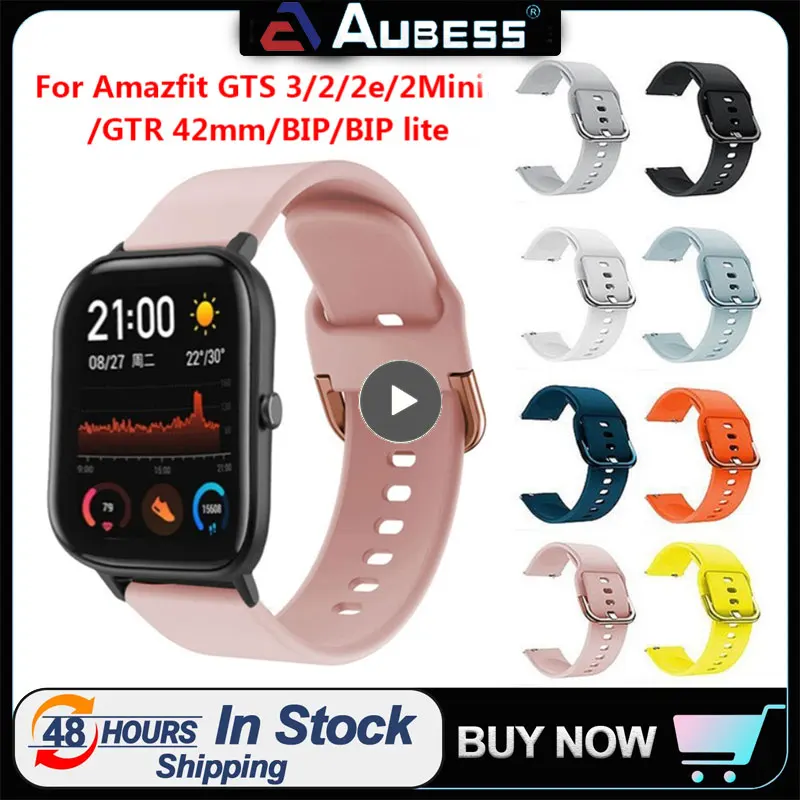 

20mm Watch Band For Amazfit GTS 3/2/2e/GTS 2Mini/ / Pro/BIP U/GTR 42mm/BIP/BIP Lite Silicone Sport Bracelet Amazfit Bip Strap