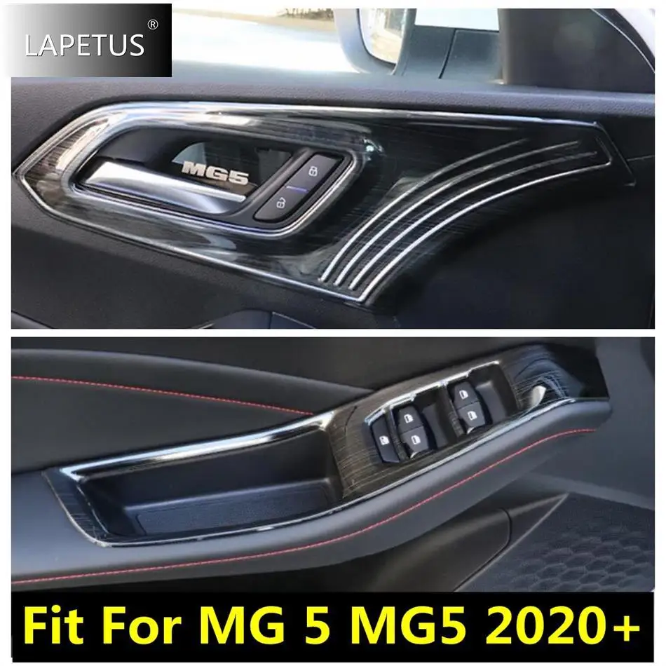 

Door Armrest Glass Lift Switch Button Control Panel / Handle Bowl Cover Trim For MG 5 MG5 2020 2021 Car Carbon Fiber Accessories