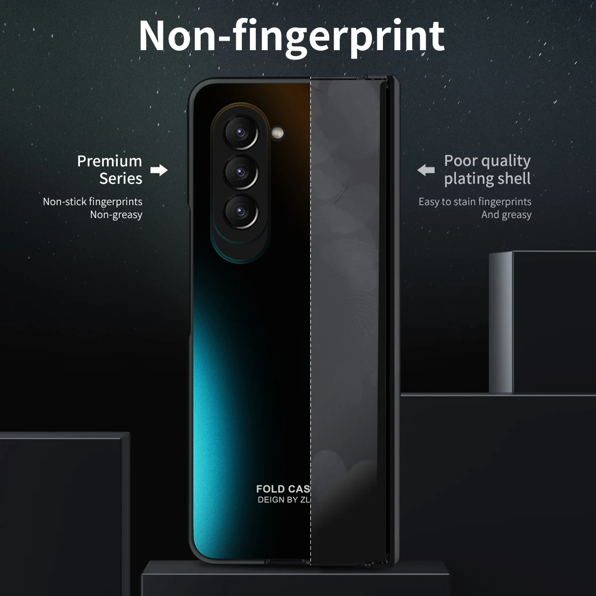 For Samsung Galaxy Z Fold 5 Case Solid Color Electroplated Smooth With Screen Tempered Film All-inclusive Shockproof Hard Cover