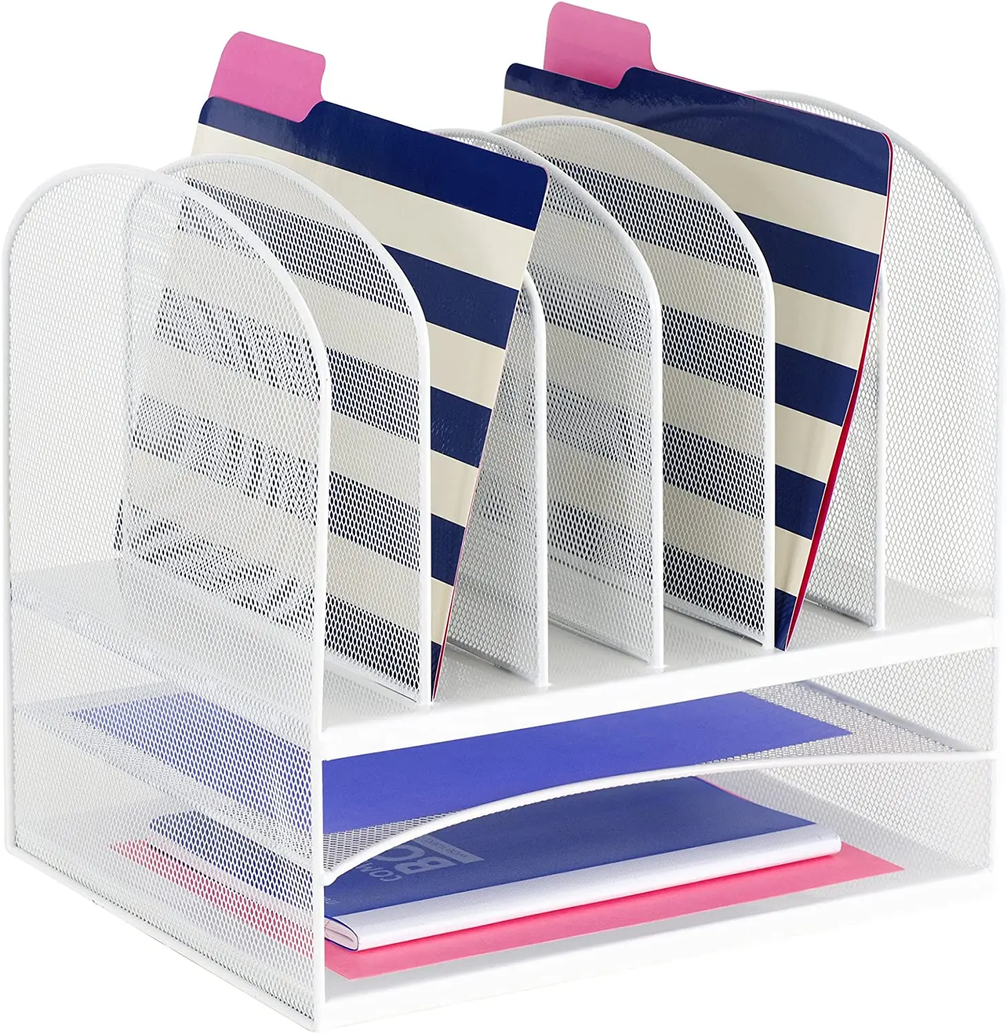 

Products Onyx Mesh 2 Tray/6 Sorter Desktop Organizer 3255WH, White Powder Coat Finish, Steel Mesh Construction, Space-Saving Fu