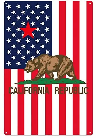 

Калифорнийский металлический жестяной знак 8x12 дюймов, таблички с флагами
