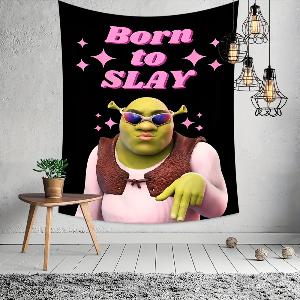 Фото Гобелен Born to Slay Shrek — идеально подходит для смелых, уникальных и острым домашним декором с забавным, необычным очарованием и вкусом поп-культуры №5