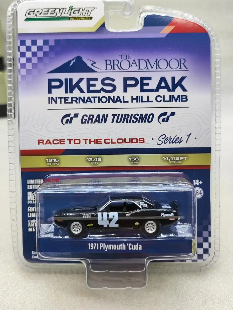 

GreenLight 1/64 1971 Plymouth Cuda #42 коллекция искусственного сплава автомобиля