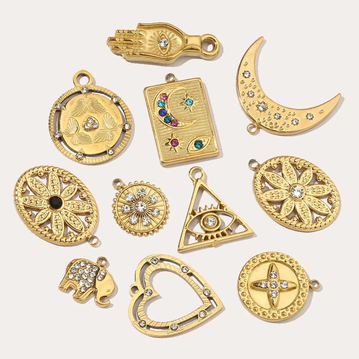 3 шт./лот французский натуральный камень сердце цветок нержавеющая сталь