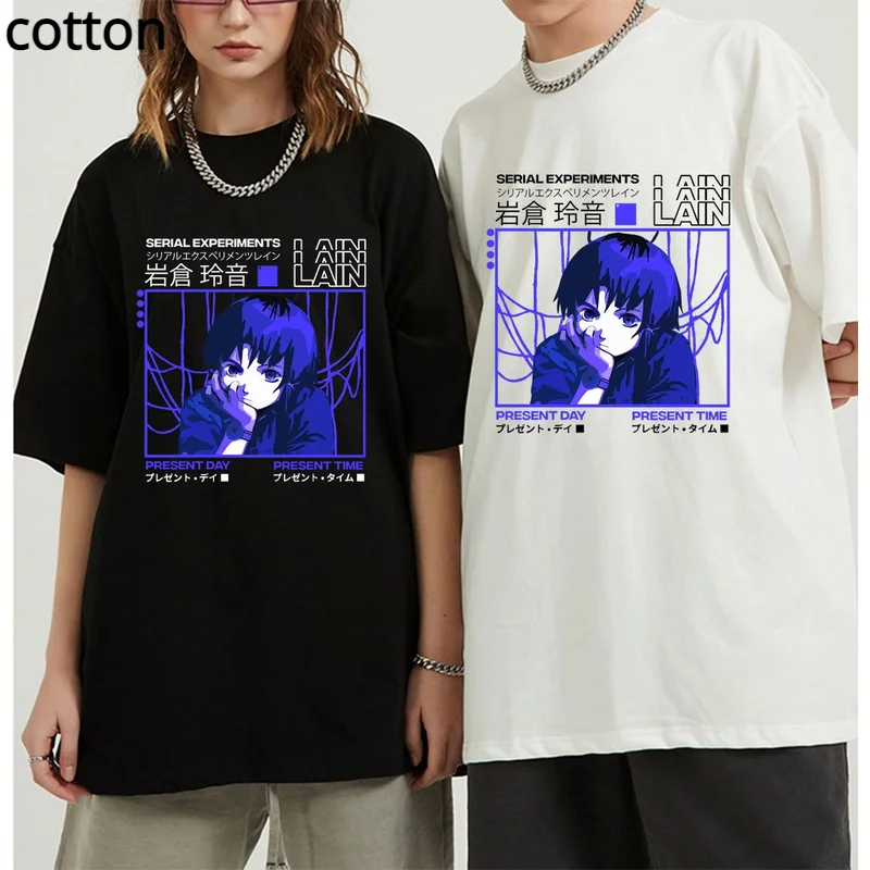 

Serial Experiments Lain Oversized T-Shirt Men Cotton T Shirt Glitch Iwakura Manga Weeb Girl Sci Fi Anime Short Sleeve Tee Tops