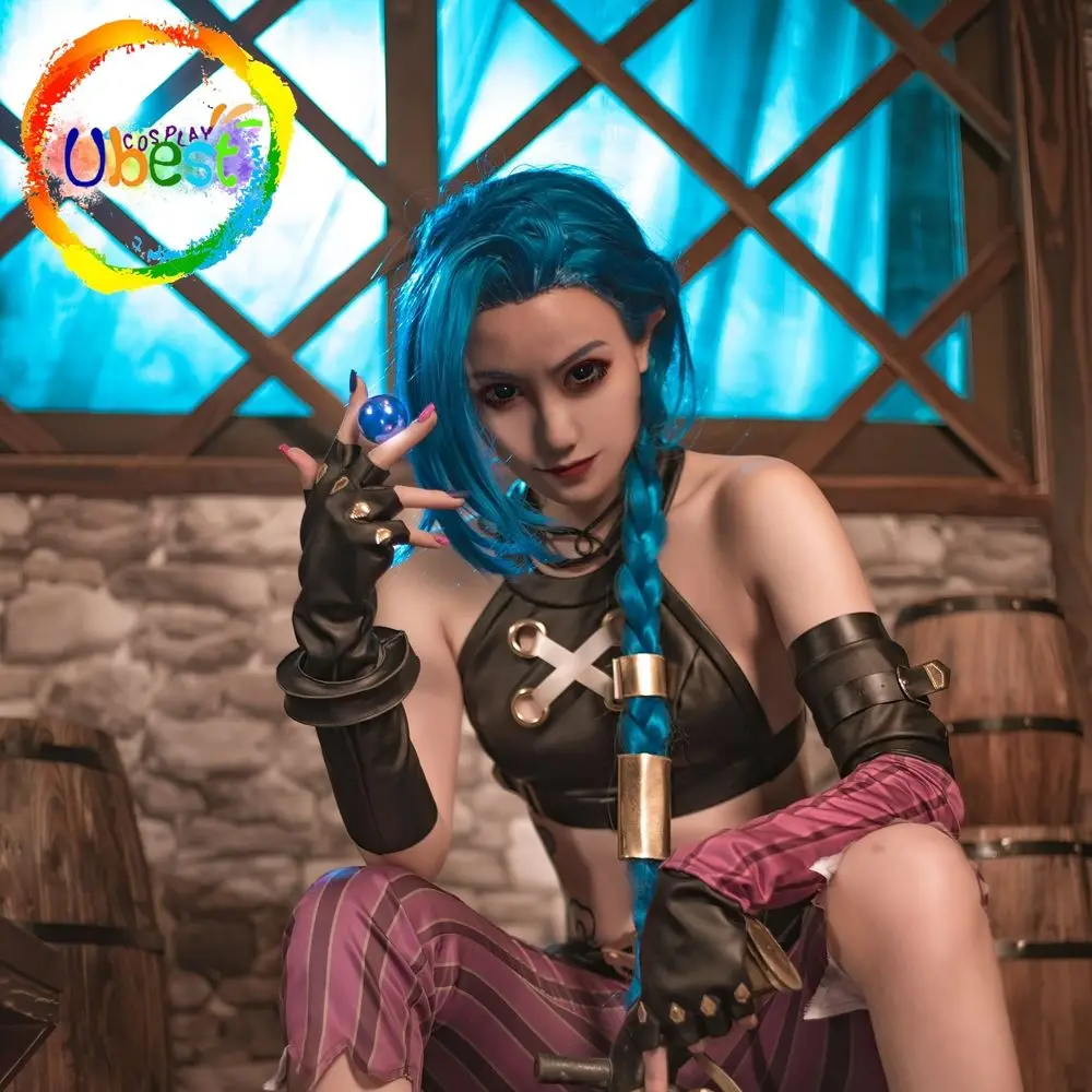 

Arcane LOL Jinx Costume Cosplay Suit Shoes Wig Outfit