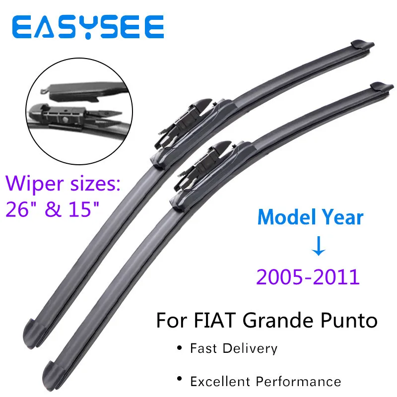 

EASYSEE Windscreen Front Wiper Blades for FIAT Grande Punto Fit Pinch Tab Arms 2005 2006 2007 2008 2009 2010 2011