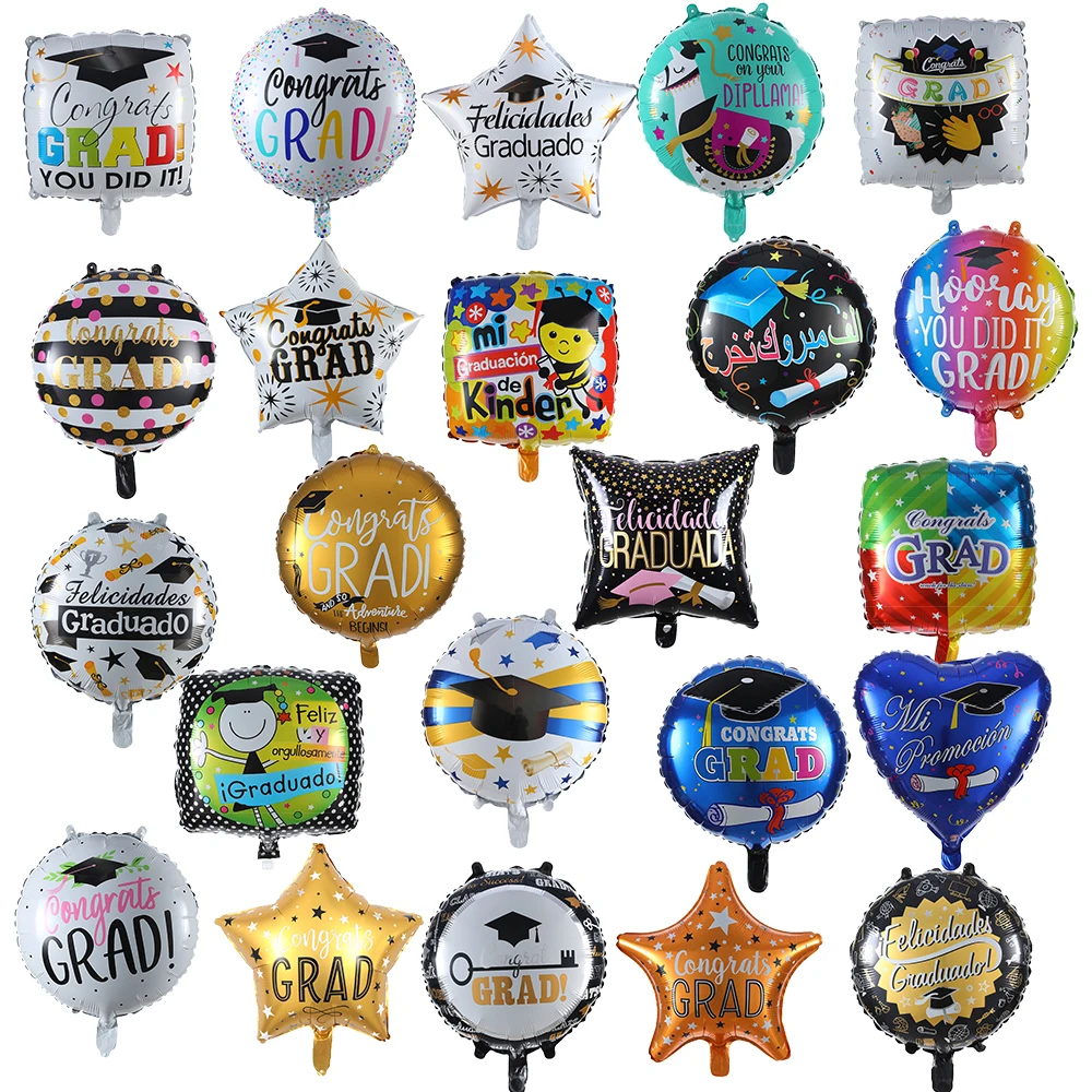 5pcs 18inch Congrats Grad Helium Balloons Back To School Graduation Foil Balloon Birthday Party Decoration Globos Supplies