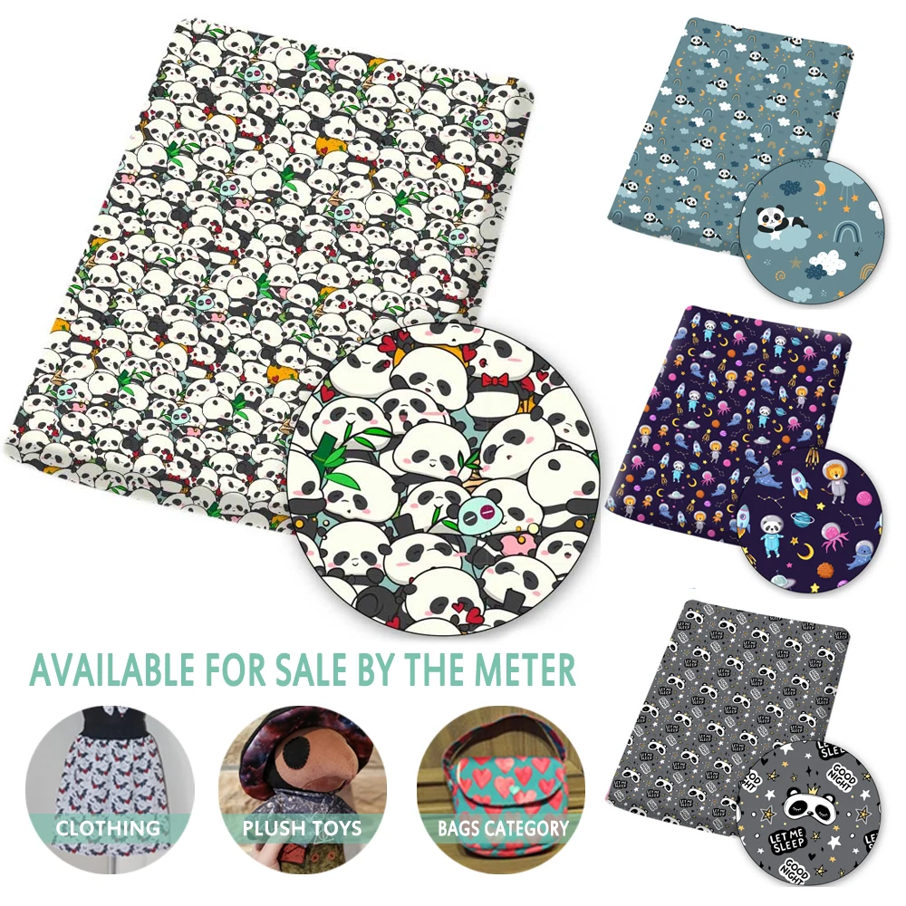 

Polyester Cotton Fabric Panda Bamboo Good Night Bear Printed Fabric DIY Sewing Home Textile Garment Bag Material 45*145cm/pc