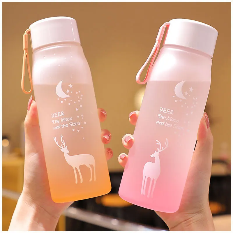 

Animal Plastic Drinking Cup Bottle Water Gradient Frosted Portable Drinking Cup Travel Outdoor Cup Envios Rapidos Y Gratis