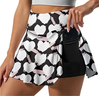 womens athletic skirts tennis golf pleated skirts yoga shorts 2 pockets double layer a line skirts quick drying anti glare