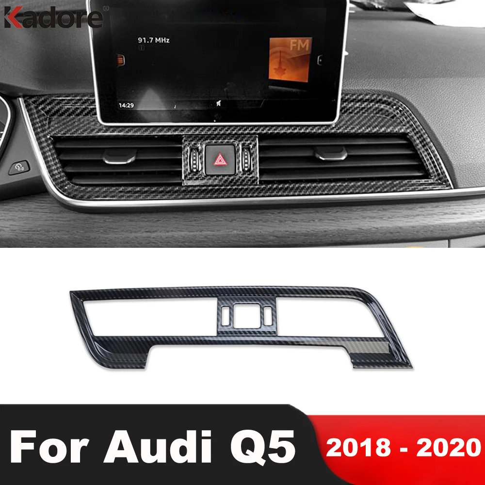 

For Audi Q5 2018 2019 2020 Carbon Fiber Car Center Air Condition AC Vent Outlet Cover Trim Molding Sticker Interior Accessories