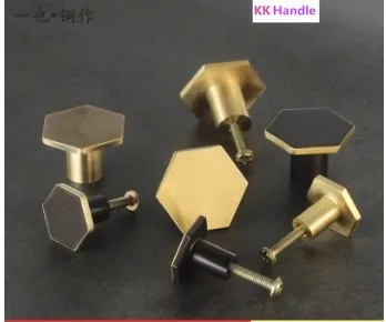 

10pcs Nordic Style Hexagon Solid Brass Cabinet Knob Cupboard Handle Door Pull Handles Brass Color Entryway Clothes Hook