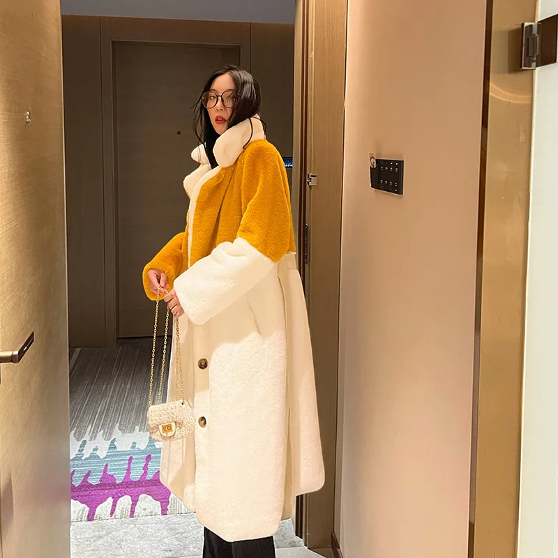 Thick Warm Winter Jackets Women 2022 Faux Fur Cotton Lining Long Coat Female New Casual Fashion Sweet Outwaear Winter Clothing