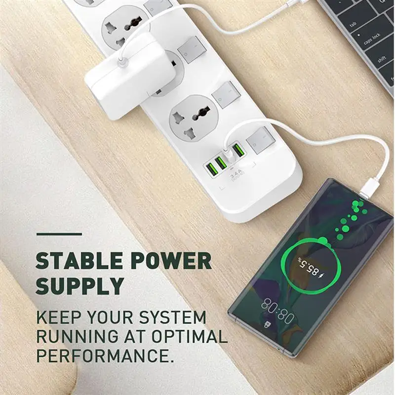 

4 USB Power Strip Independent Switch Universal Socket for Phone Tablet Laptop Computer 3-Pin US Plug