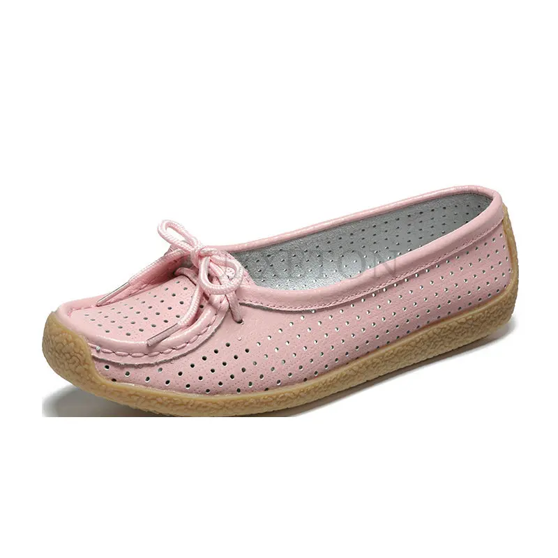 

2023 New Women Shoes Moccasins Women Flats Loafers Genuine Leather Female Shoes Slip on Ballet Bowtie Ladies Women's Shoes