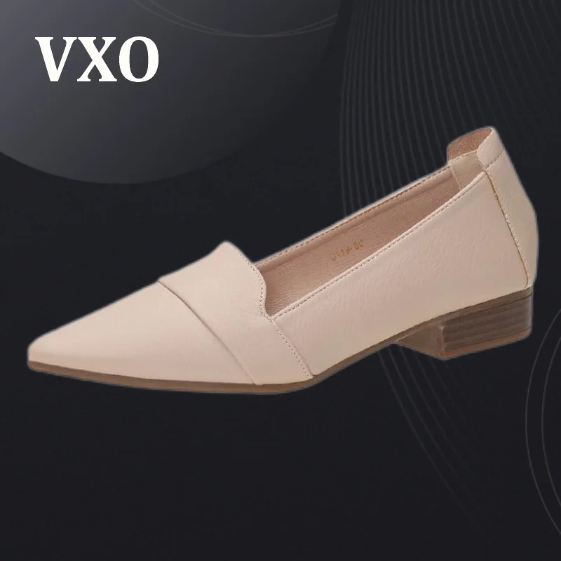 

VXO Spring Summer New Designer Medium Heels Shoes Women Pumps Brand PU Leather Ladies Luxury Fashion Party Shoes