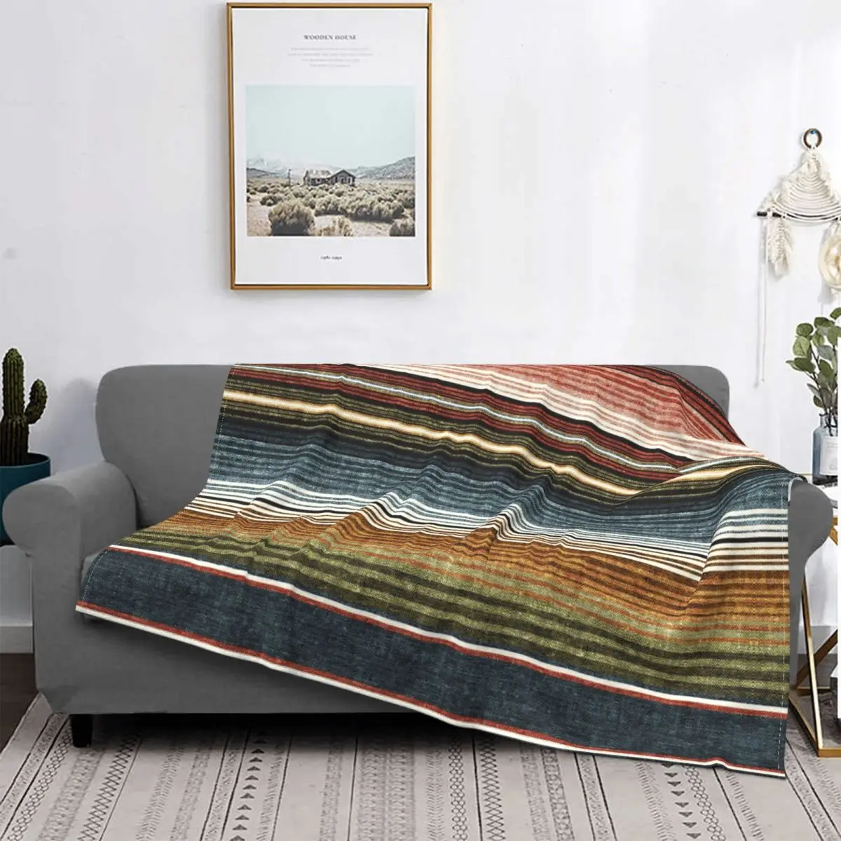 

Serape полосатый ржавчины и Синий Одеяло фланелевый принт портативный мягкий плед одеяло s для кровати путешествия ковер