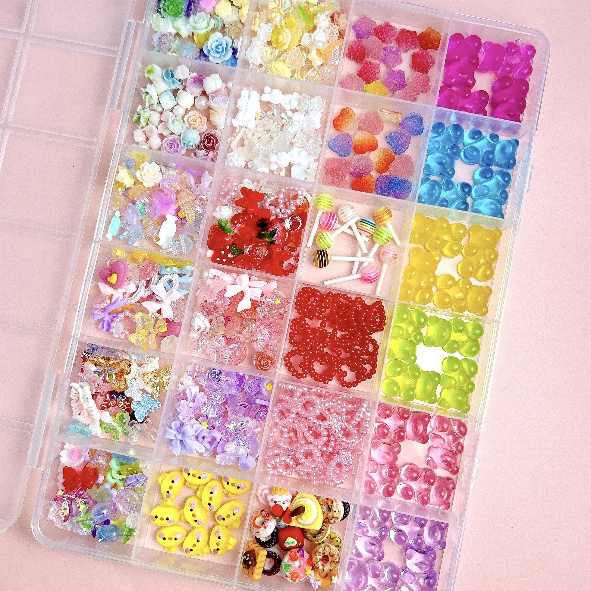 1 коробка несколько стилей цветы банты смешанные подвески для ногтей мультяшная