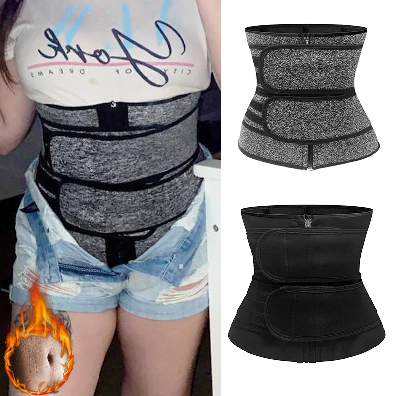 

Neoprene Waist Trainer Sweat Trimmer Belt Women Slimming Sheath Tummy Control Body Shaper Slimming Strap Zipper Shapewear Corset