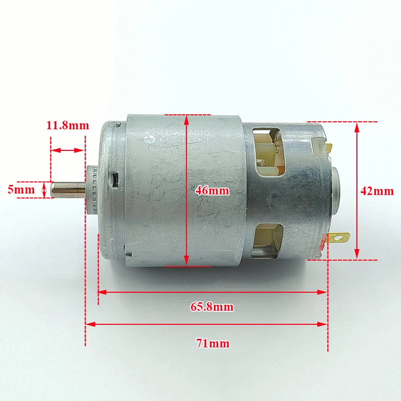 Фото Высокоскоростной электродвигатель MABUCHI RS-775WC-A010 CCW15 42 мм, 775, 12-18В, 20000 об/мин, с валом 5 мм, для электроинструментов и дрелей №3