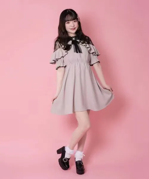 

Lolita Styles 2023 New Spring Summer Purple Pink Cute Princess Dress Elegant Lace Patchwork Ruffles Bow Short A-line Dresses