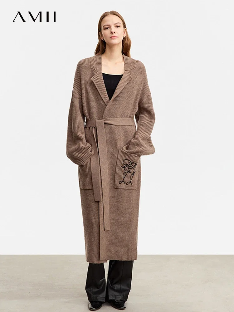 AMII женский шерстяной кардиган новинка зимы 2023 костюм с воротником лацканами и