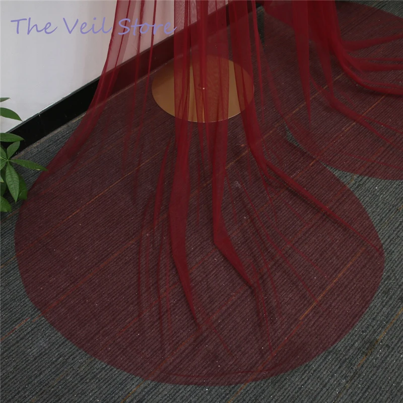 Свадебная накидка на плечо Тюлевая Фата бордового цвета с крыльями для невесты