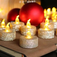 tea candle flameless smokeless glitter lightweight shining led candle light christmas decoration