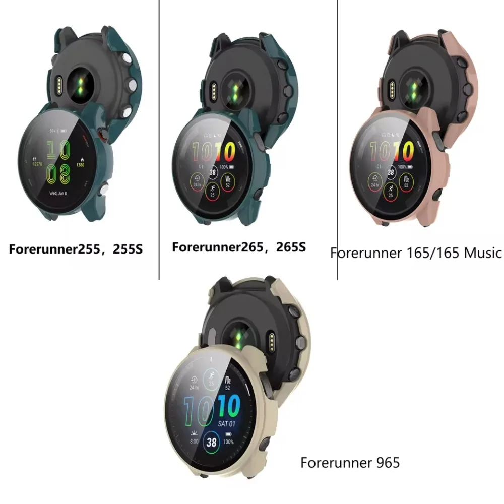 Фото Чехол из стекла + ПК для Garmin Forerunner 165 265 965 HD, закаленный универсальный защитный чехол для экрана Garmin Venu 3/Vivoactive 5 №3