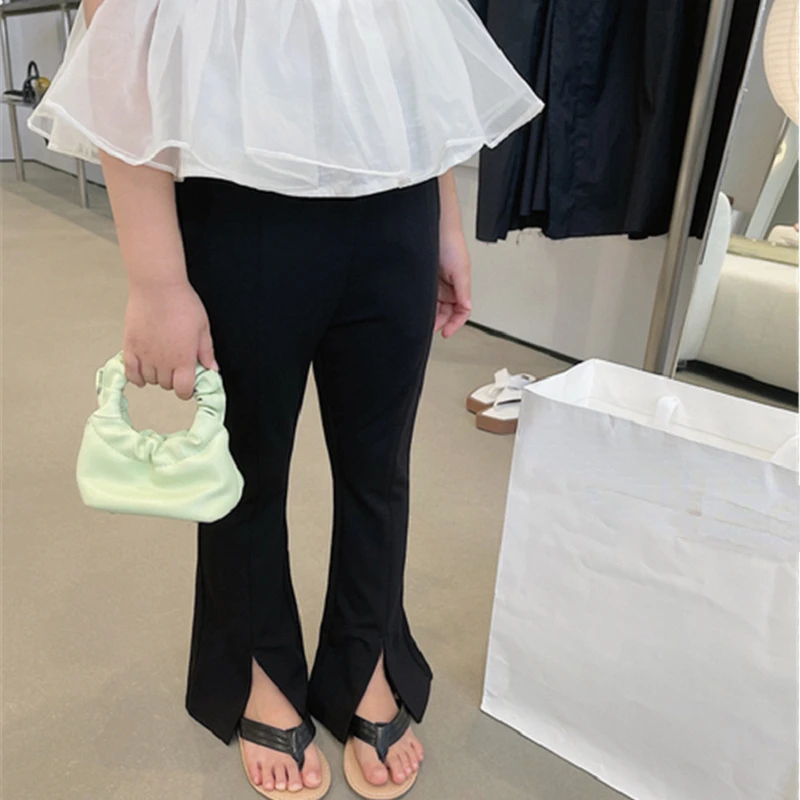 Summer Girls' Clothing Sets Fashion Solid Mesh Girls' Shirt Top+Flare Pants Baby Kids Clothes Suit Children Clothing