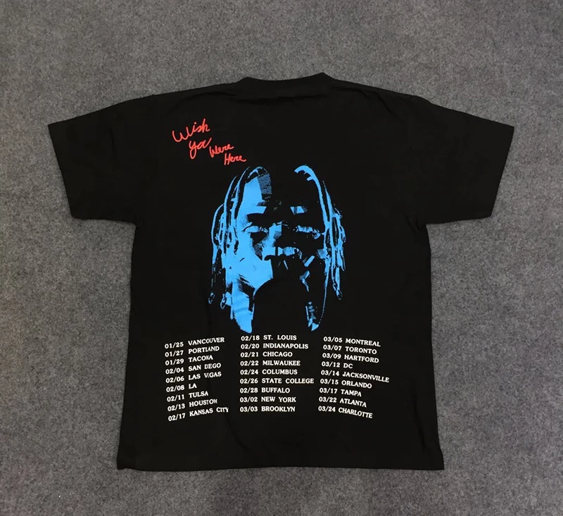 

Oversized Harajuku Travis Scott Contton T Shirt Travis Scott AstroWorld T-shirt Tie-Dye Graffiti Men Women 1:1 T Shirts