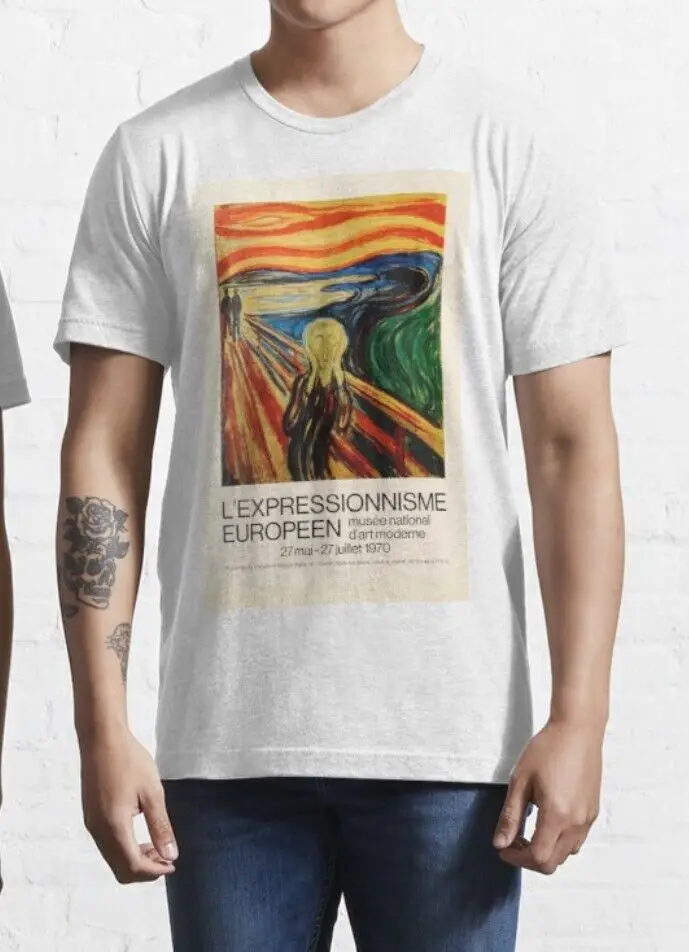 Экспозиция крика искусства постер Футболка-Edvard Munch - % 100 Премиум хлопок