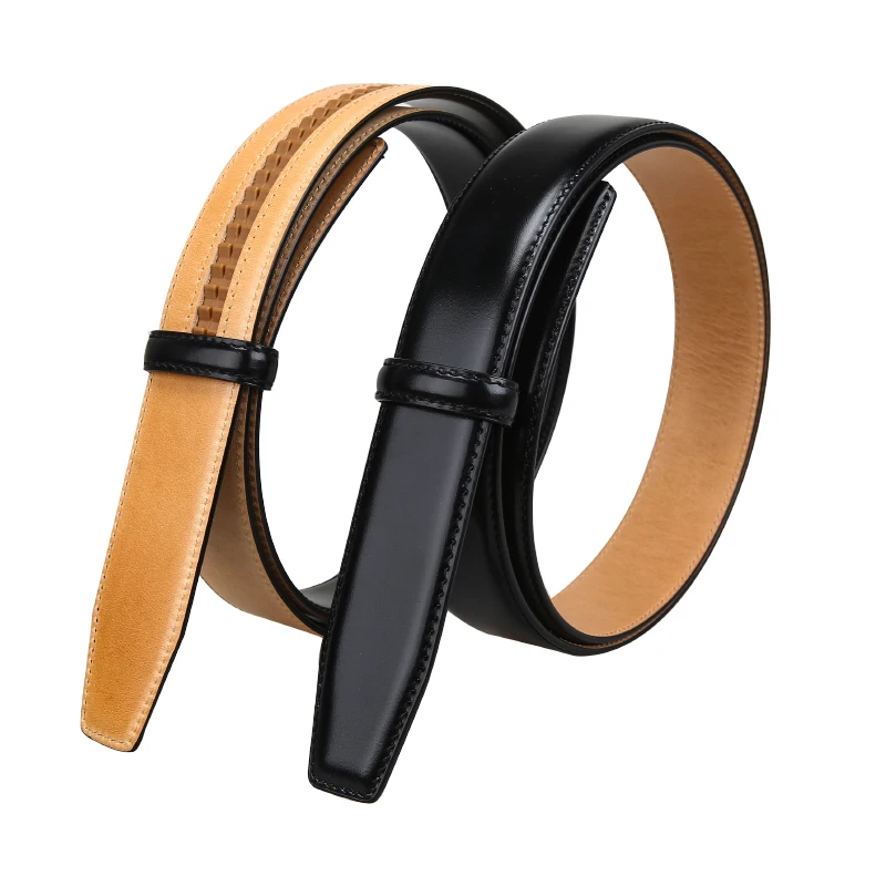 

Double Stitching No Buckle 3.4cm Wide Genuine Leather Automatic Belt Body Strap Without Buckle Belts Men Good Quality Male
