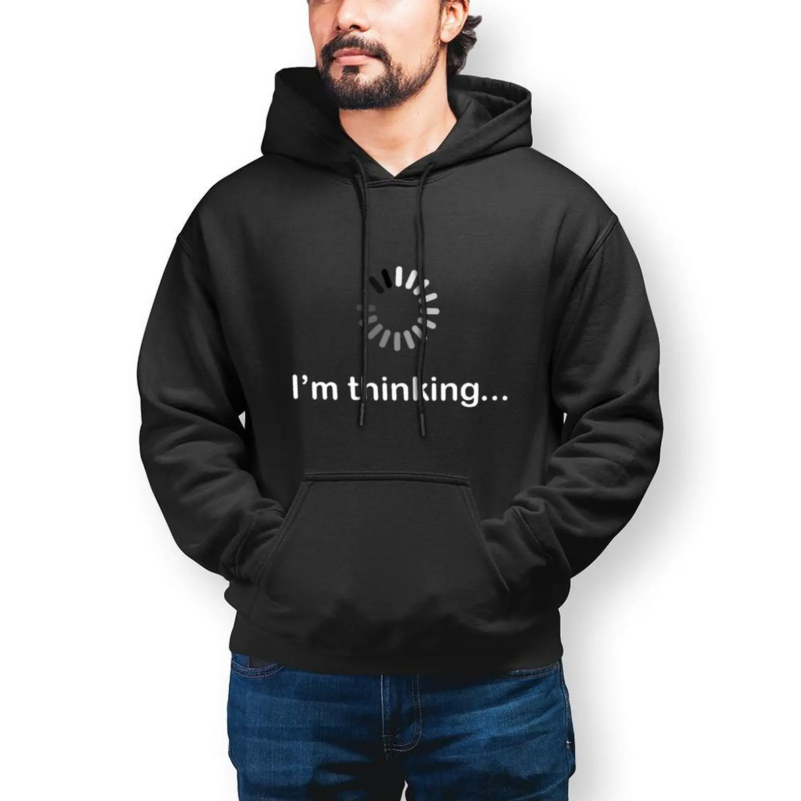 

I Am Thinking Essentials Hoodies Winter Loading Computer Classic Street Style Hooded Shirt Men Classic Oversize Pullover Hoodie