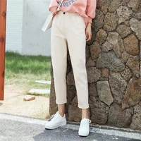 2022 autumn harem pants for women casual loose high waist calf lengthpants female streetwear solid color cropped trousers