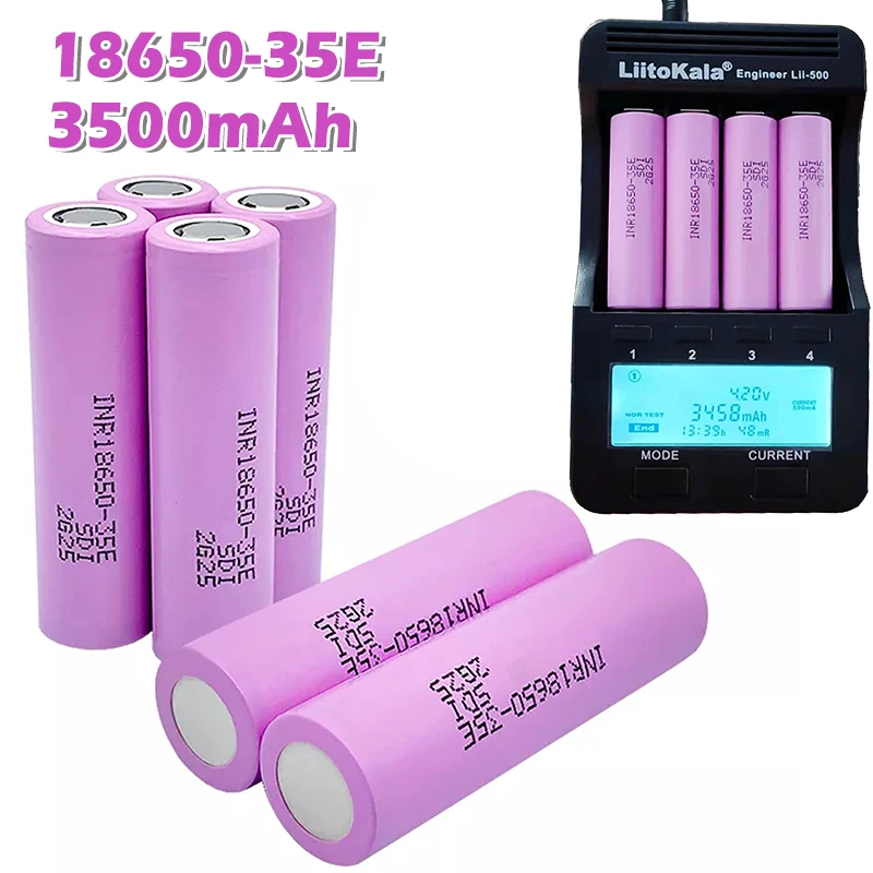

Original INR18650 35E 3.7V 18650 3500mAh 25A Lithium Rechargeable Battery Power Tool Flashlight