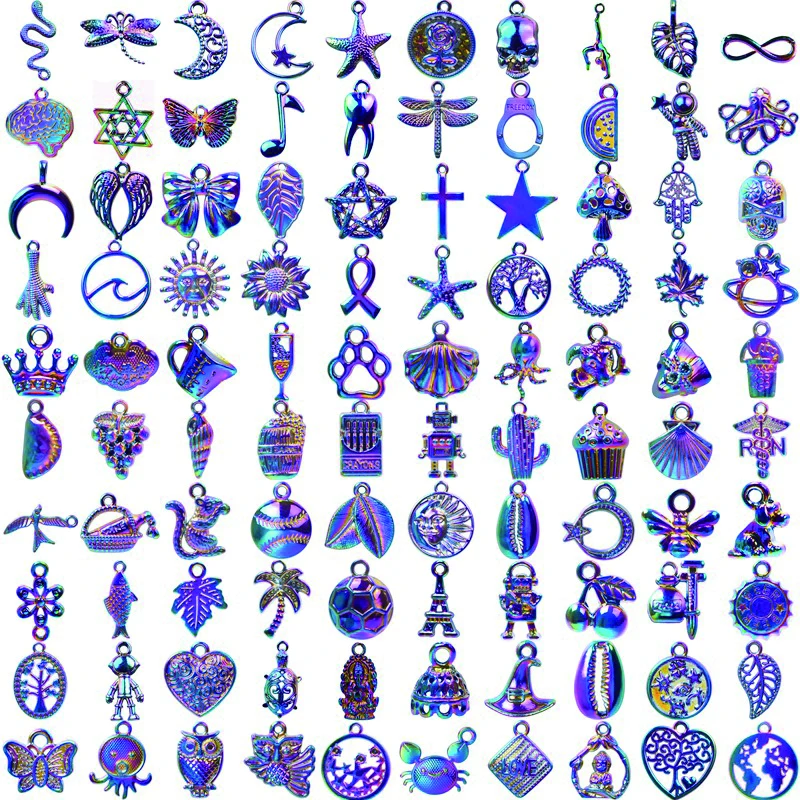 

UKMRS 100 Models Colorful Alloy Pendants for Jewelry Making Aesthetic Wholesale Blue Charm Big Moon Wing Personalize Accessories
