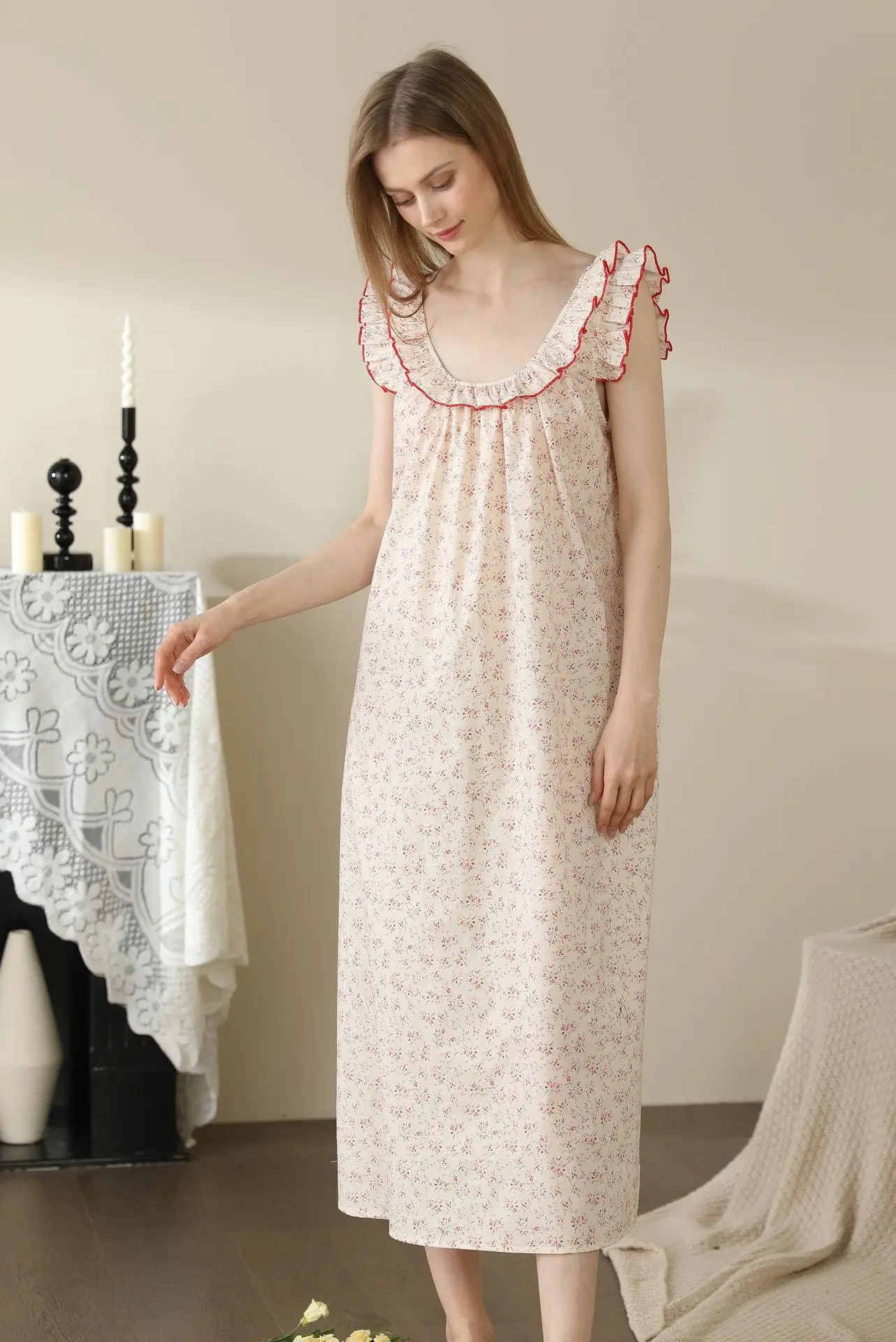 

Nightdress Summer Women Sleepwear Dress Nightshirts Cotton sleeveless Nightgown