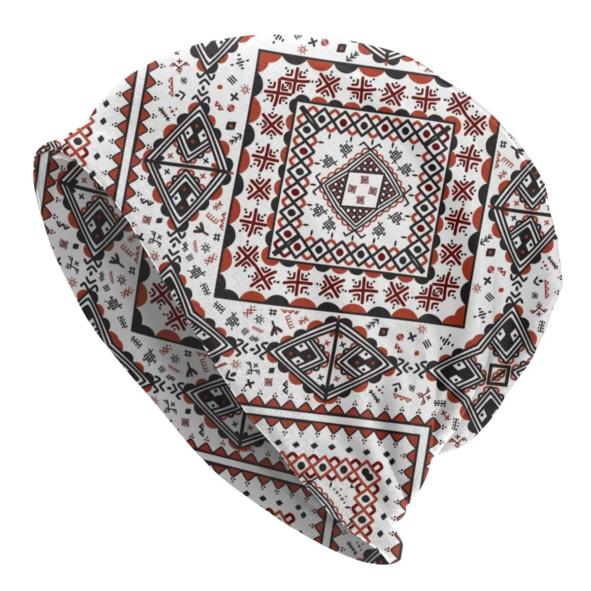 

Hip Hop Winter Warm Knit Hat Adult Unisex Kabyle Pottery Berber Motifs Skullies Beanies Caps Geometry Ethnic Berber Bonnet Hats