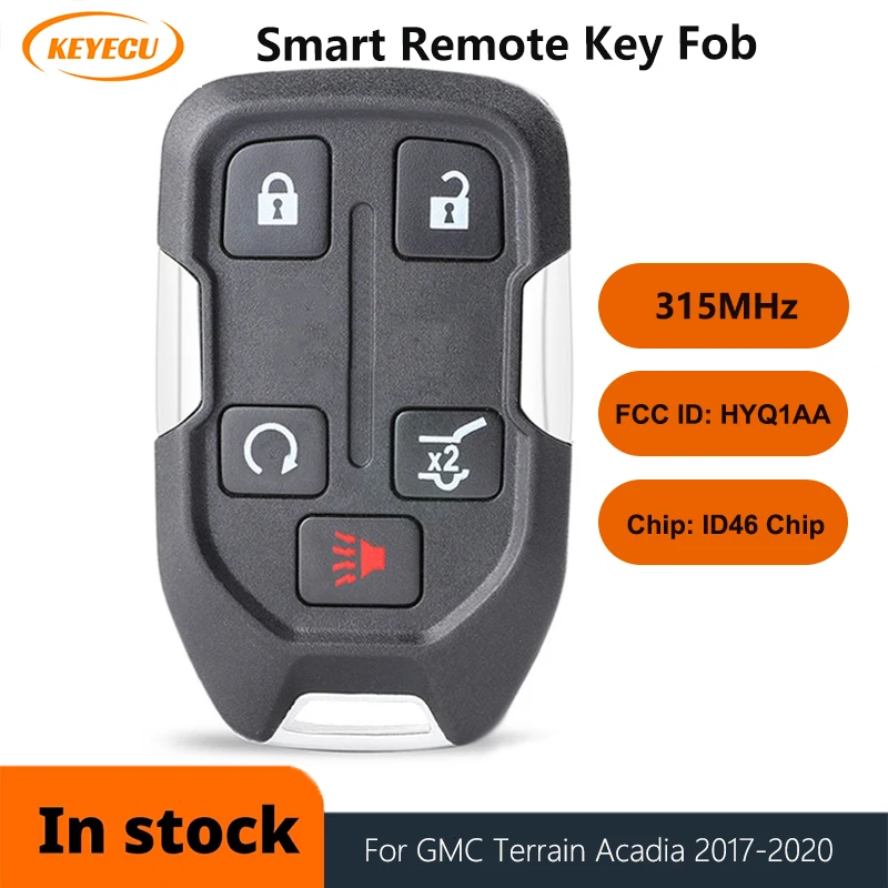 

KEYECU Smart Remote Car Key Fob 5 Buttons 315MHz ID46 Chip for GMC Terrain 2018 2019 Acadia 2017 2018 2019 2020 FCC ID: HYQ1AA