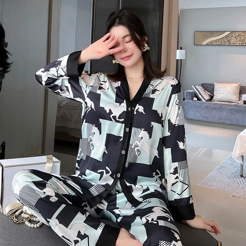 Women Set Of Two Fashion Pieces For Women Silk Nightgown Pajama Set Women Pijama Set Satin Womens Outfits Designer Clothes