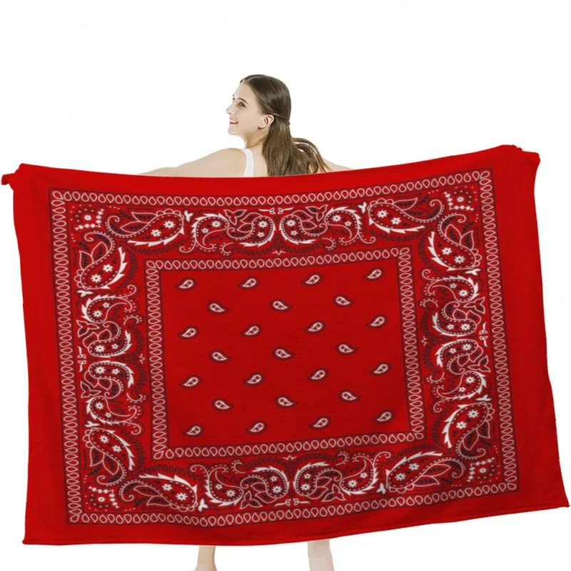

Bandana - Red Throw Blankets Tufting Blanket For Travel Light Dorm Room Essentials Luxury Thicken Blanket