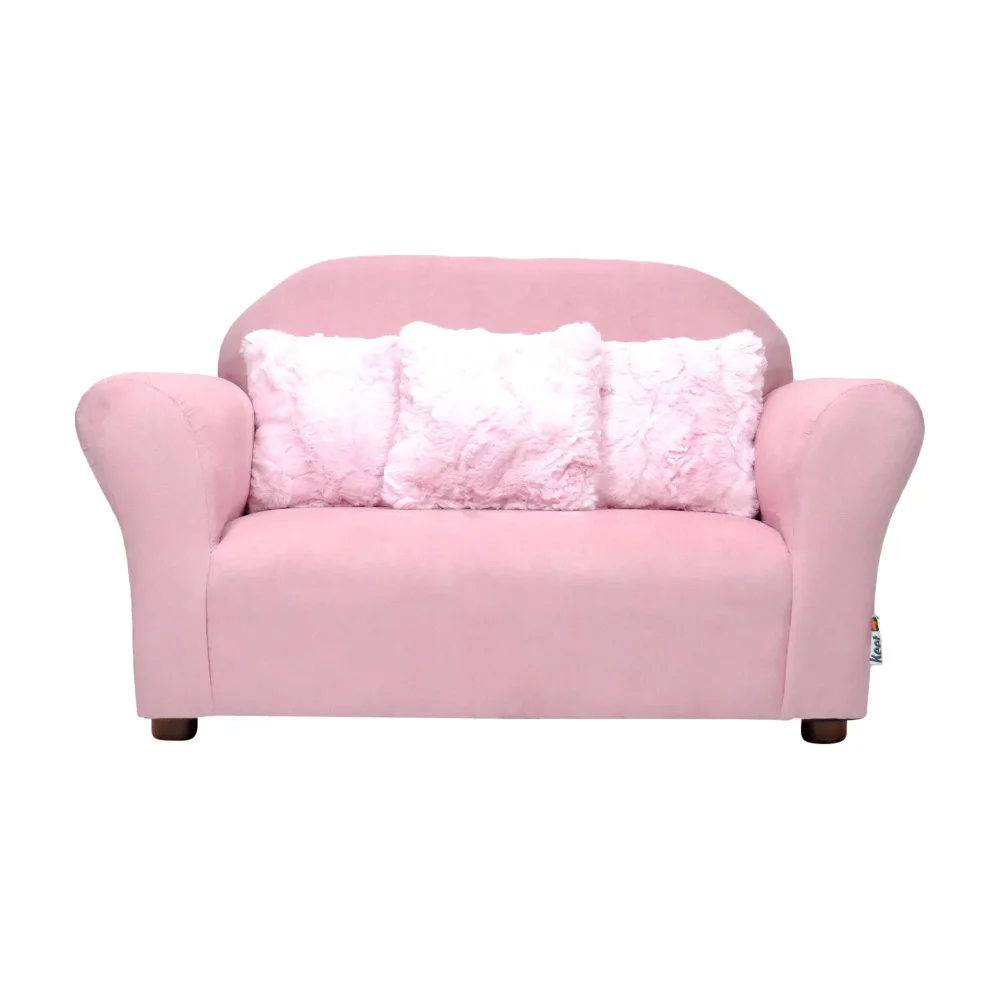 KEET Plush Kids Sofa with Accent Pillows - Pink princess sofa  children sofa chair