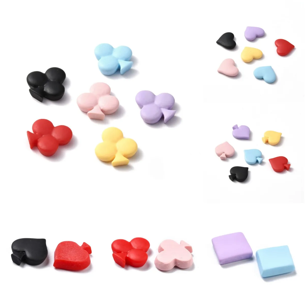 

100Pcs Mixed Colors Resin Poker Club Spade Sign Charm Playing Card Pendants For Bracelet Earring Necklace DIY Jewelry Making
