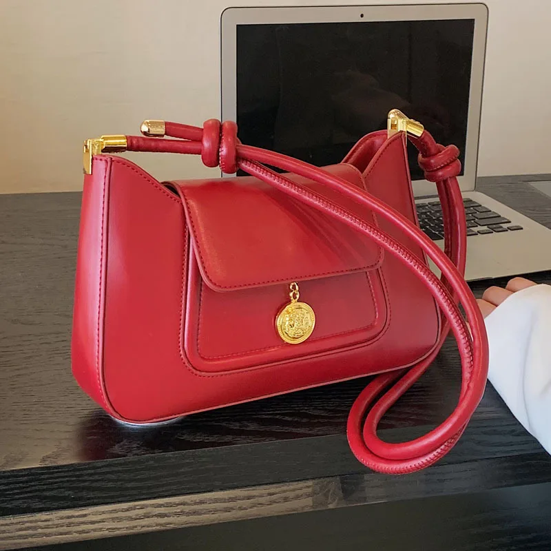 

High-end Bag 2023 New Summer Solid Color Casual All-match Single Shoulder Bag Texture Red Armpit Bag Women's Bag