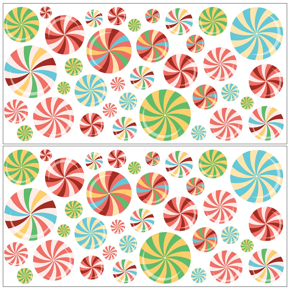 

Christmas Stickers Peppermint Floor Decals Wall Candy Window Clings Holiday Theme Party Supplies